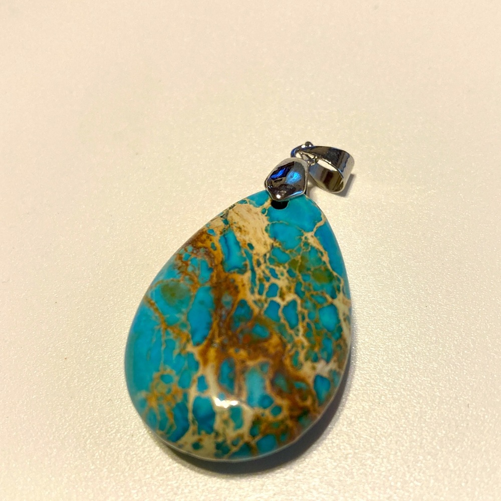 Blue Turquoise Teardrop Pendant